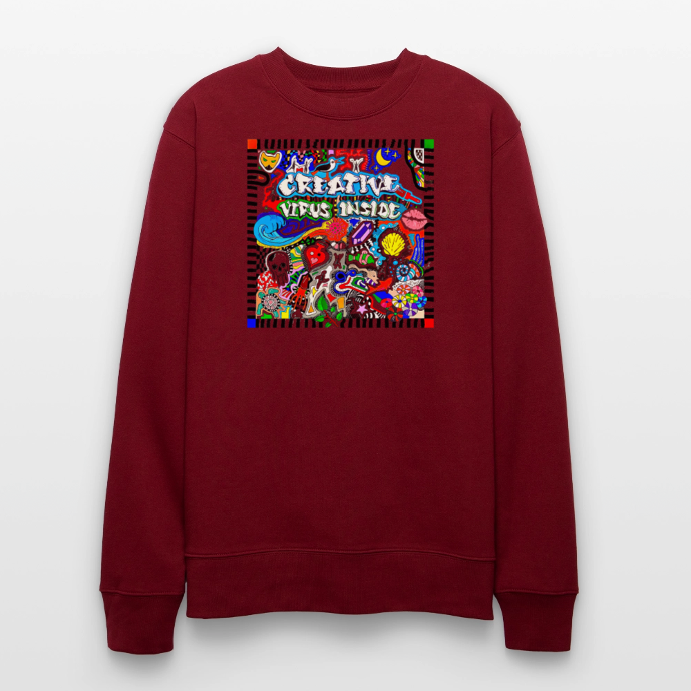 Unisex Bio-Sweatshirt mit CREATIVE VIRUS INSIDE PRINT - Burgunderrot