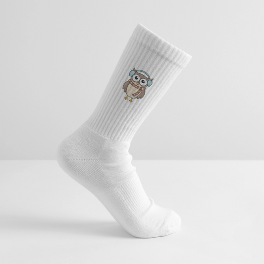 Tennissocken mit EULE Print - Weiß
