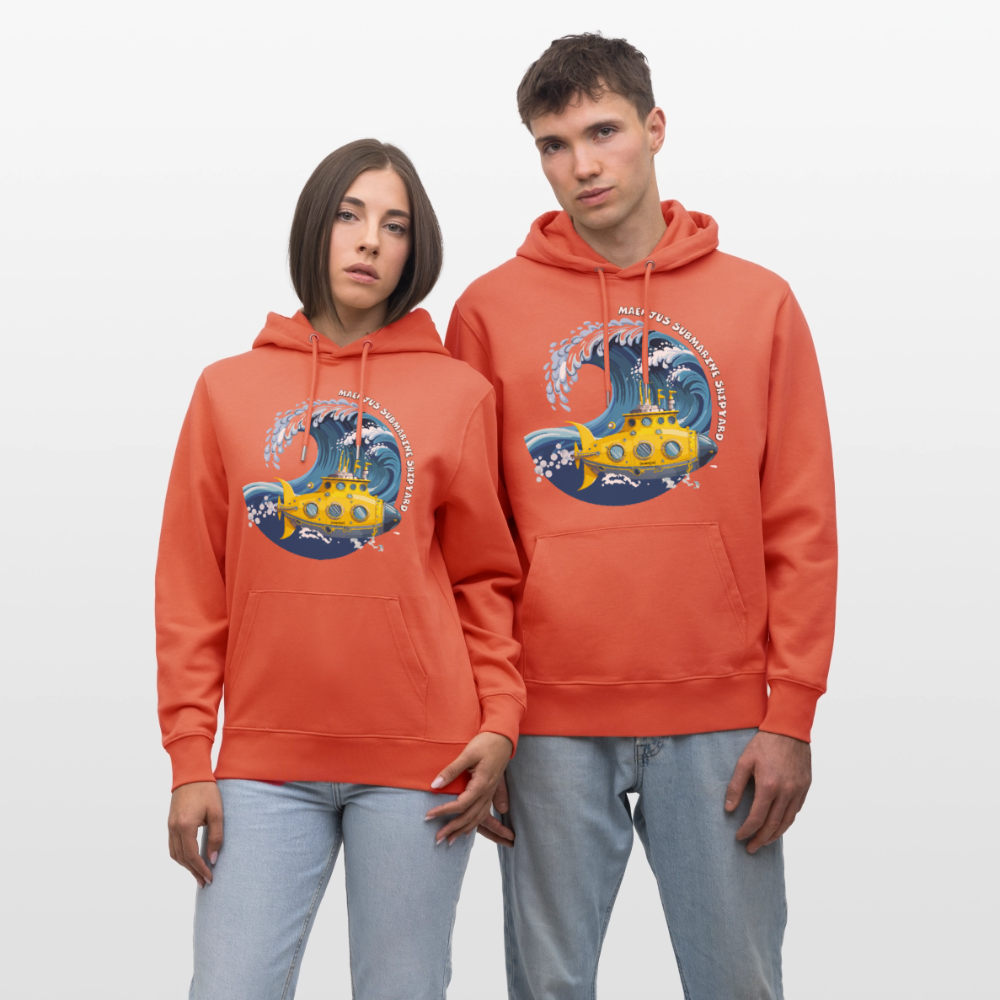 Unisex Bio-Hoodie mit MAENJUS SUBMARINE SHIPYARD PRINT - Hellrot