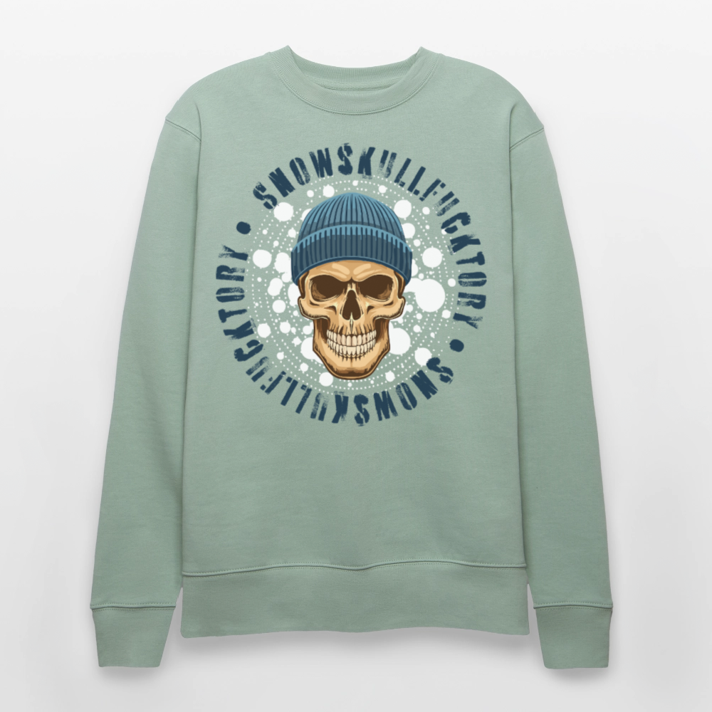 Unisex Bio-Sweatshirt mit SNOWSKULL PRINT - Helles Graugrün