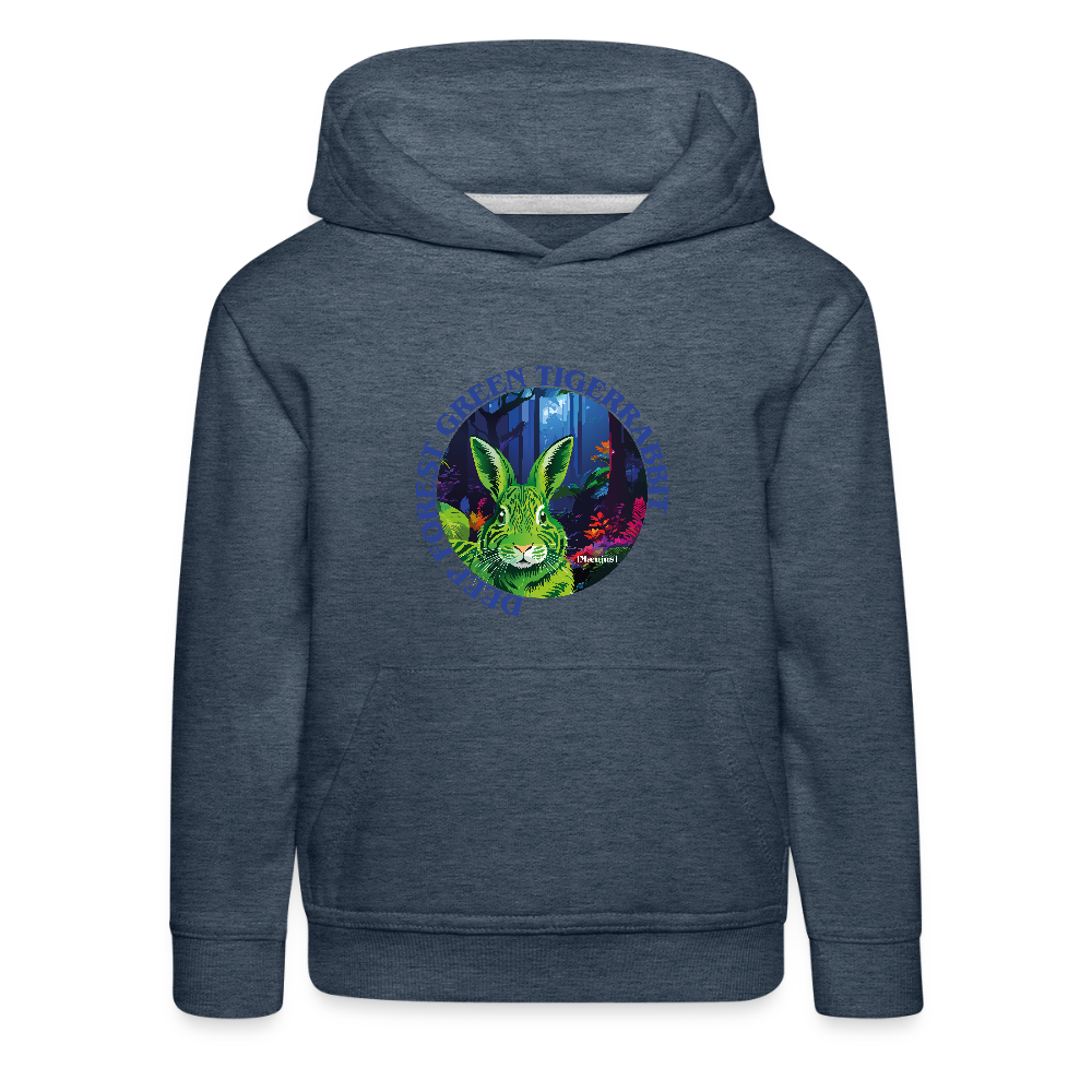 MNJS KIDS Premium Hoodie mit DEEP FOREST GREEN TIGERRABBIT PRINT - Jeansblau