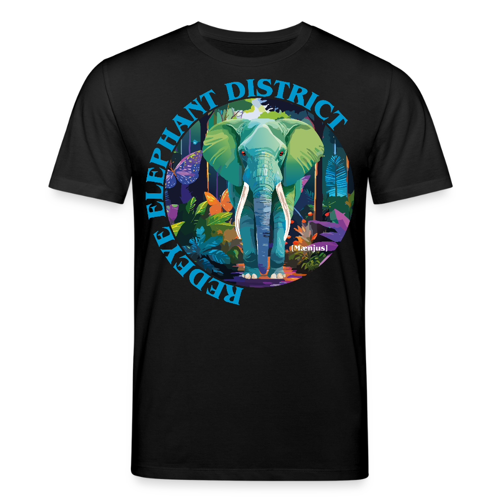 Unisex Bio-T-Shirt mit REDEYE ELEPHANT DISTRICT PRINT Vorderseite - Schwarz