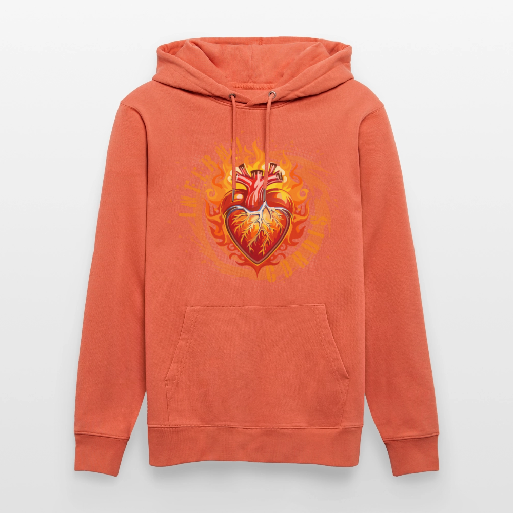 Unisex Bio-Hoodie mit FEUERHERZ PRINT - Hellrot