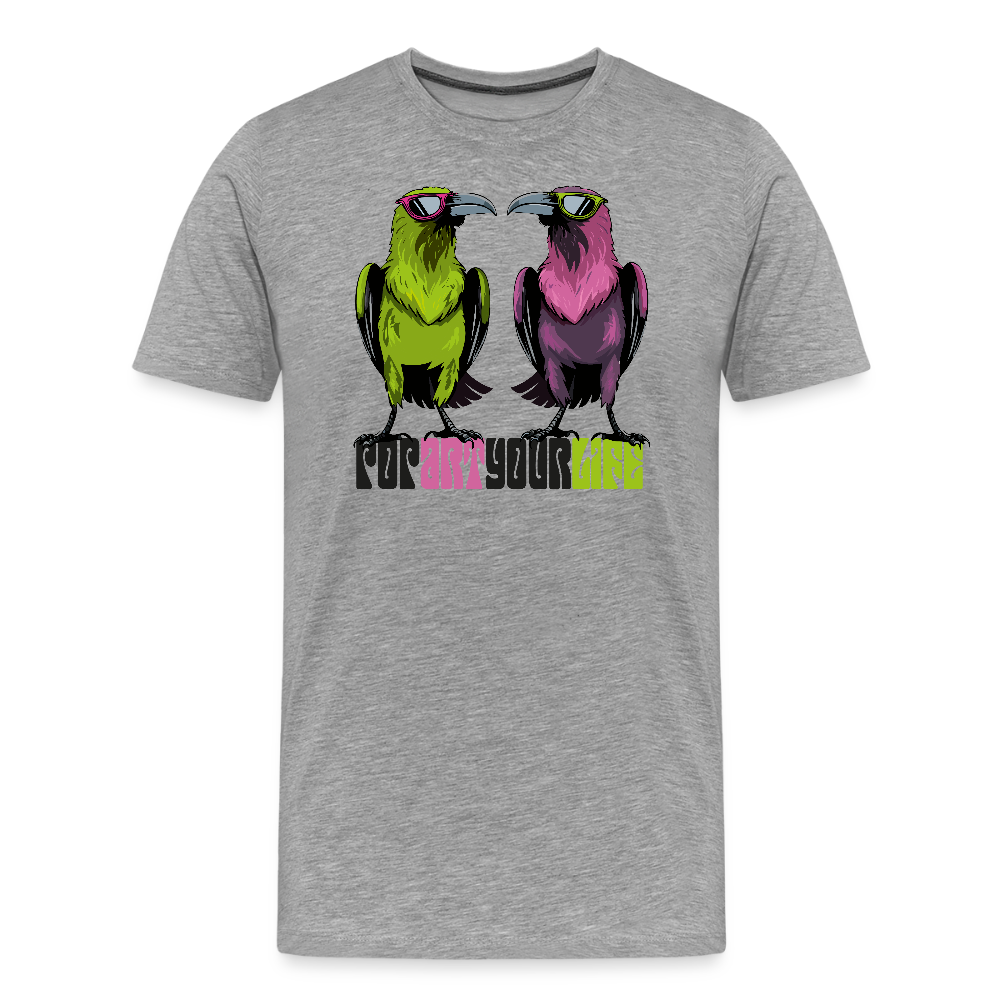 Männer Premium T-Shirt mit POPART YOUR LIFE PRINT - Grau meliert