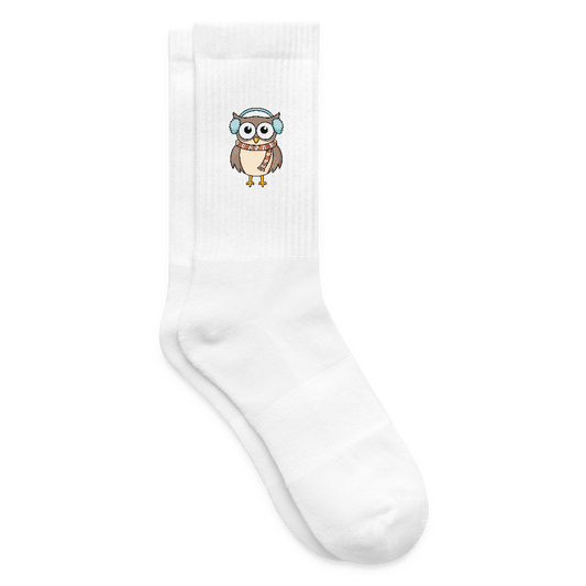Tennissocken mit EULE Print - Weiß