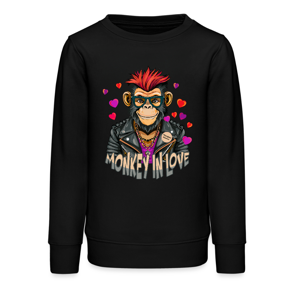 MNJS TEENS Bio Sweatshirt mit MONKEY IN LOVE PRINT - Schwarz