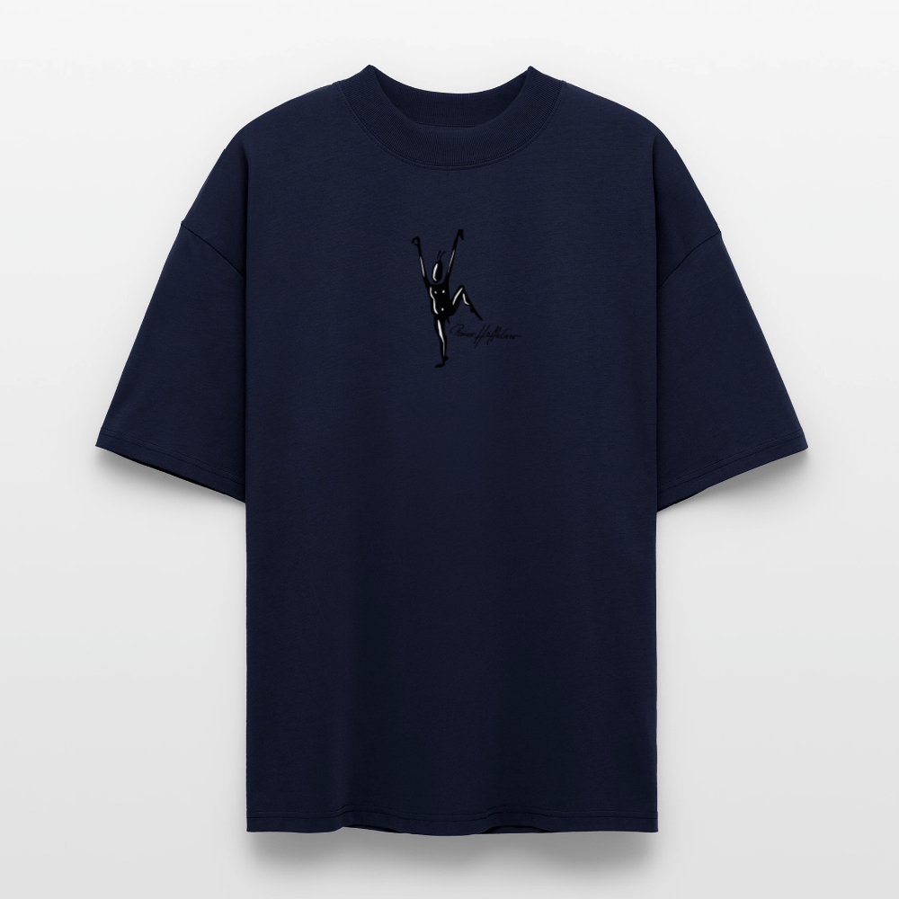 Oversized Unisex Bio T-Shirt mit TUSCHEMÄNNCHEN PRINT - Navy