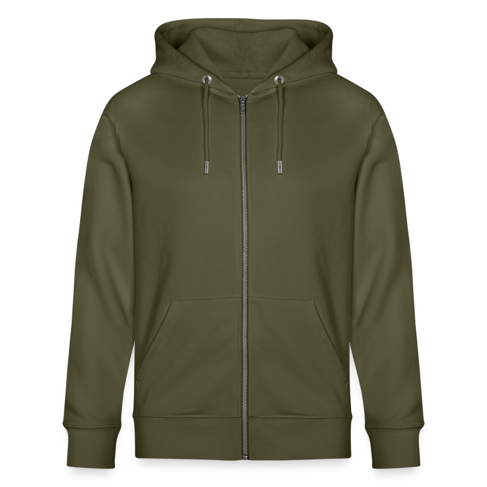 Unisex Bio-Kapuzenjacke mit DELICATEZZA PRINT Rückseite - Khaki
