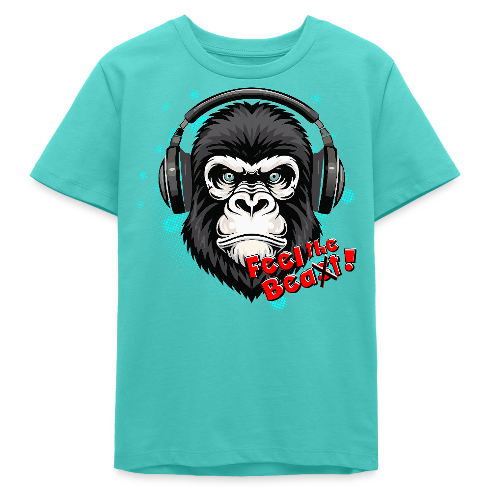 MNJS TEENS Bio T-Shirt mit FEEL THE BEA(S)T PRINT - Poolblau