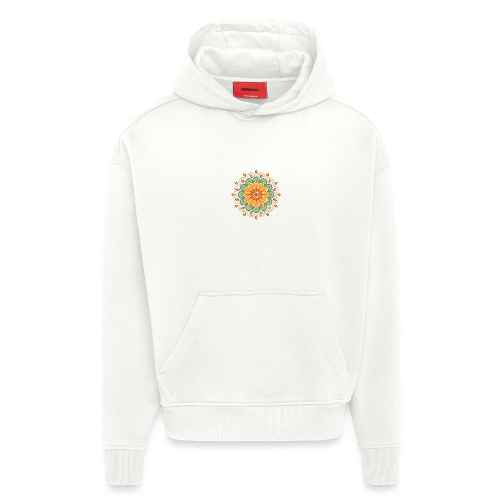 Heavyweight Oversized Organic Hoodie Made in EU mit Mandala Vibes Print - OFF WHITE