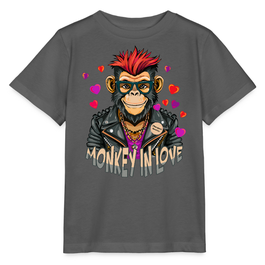 MNJS KIDS T-Shirt mit MONKEY IN LOVE PRINT - Anthrazit