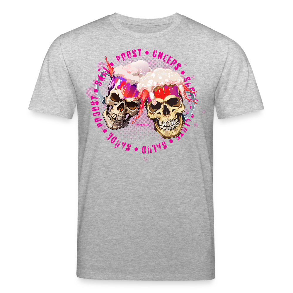 Unisex Bio-T-Shirt mit OKTOBERFEST SKULL GIRL PRINT - Grau meliert