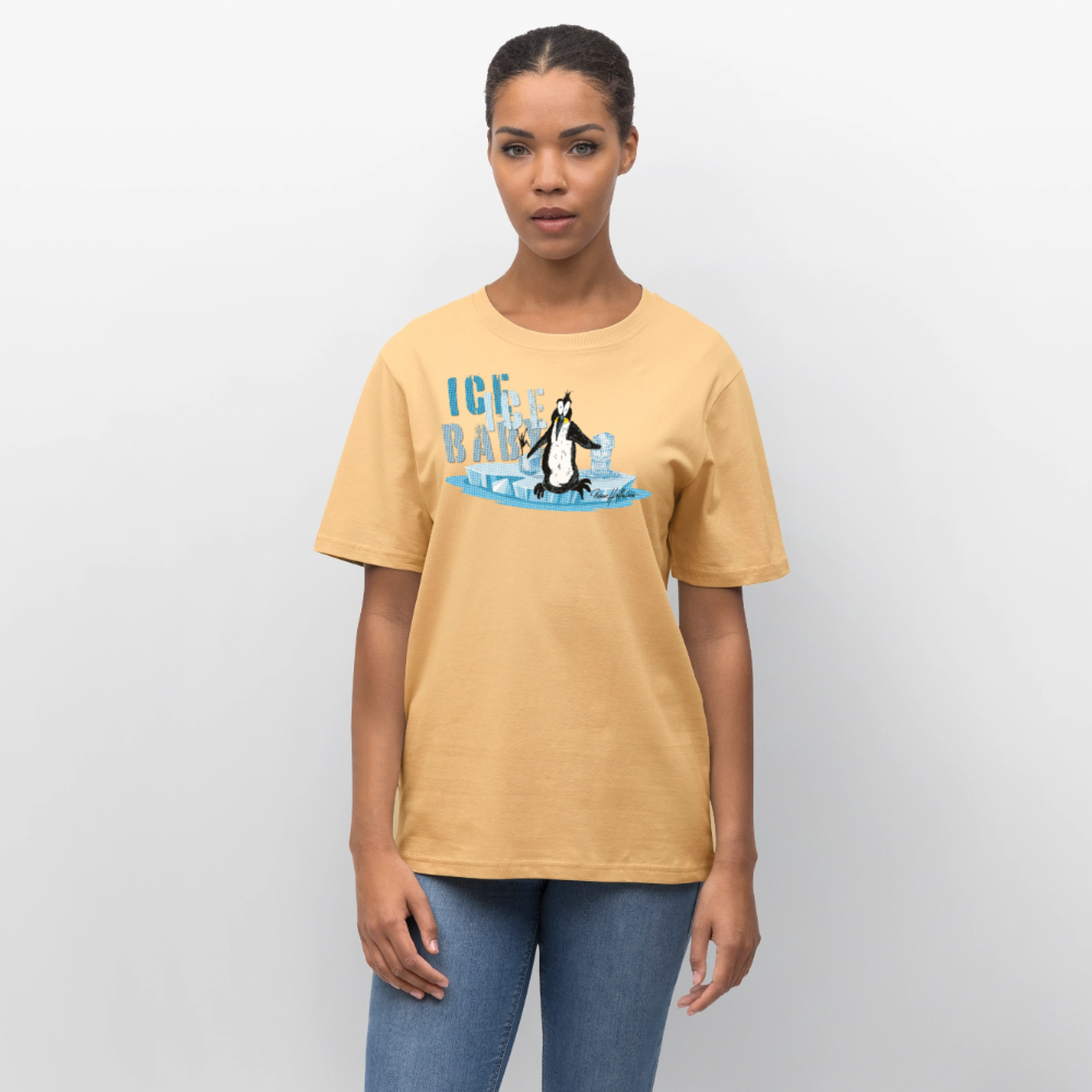 Unisex Bio-T-Shirt mit ICE ICE BABY PINGUIN PRINT - Hellgelb