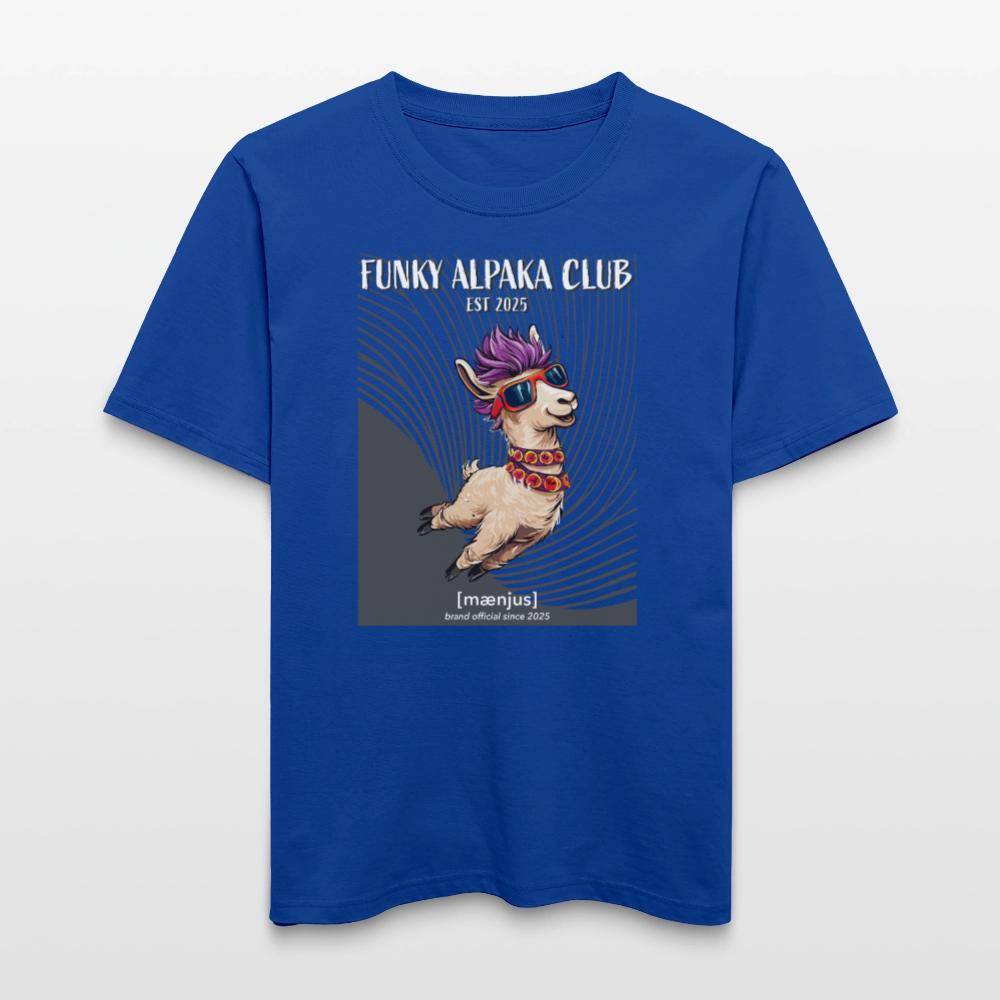 Unisex Bio-T-Shirt mit FUNKY ALPAKA CLUB PRINT Vorderseite - Dunkelblau