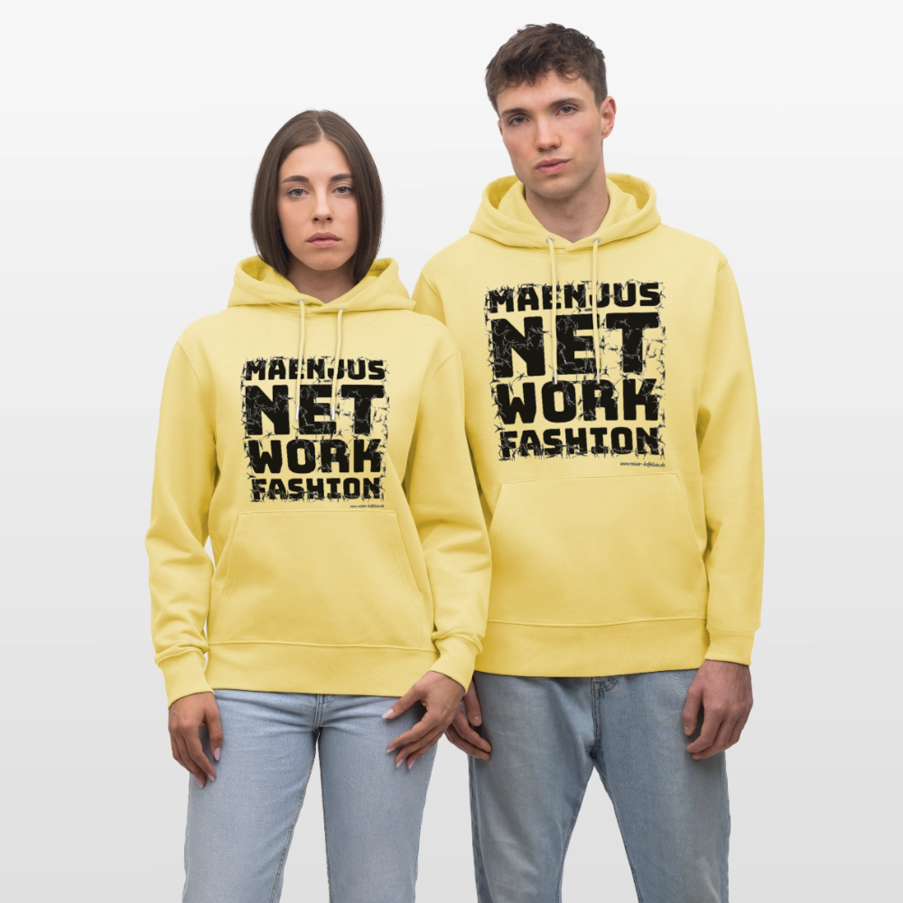 Unisex Bio-Hoodie mit MAENJUS NETWORK FASHION PRINT - Gelb Viva 
