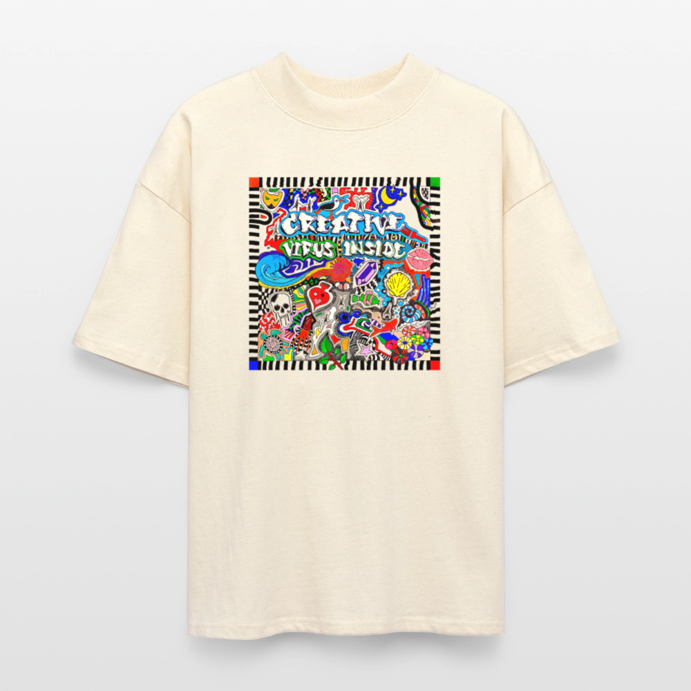 Oversized Unisex Bio T-Shirt mit CREATIVE VIRUS INSIDE PRINT Vorderseite - Weißgrau