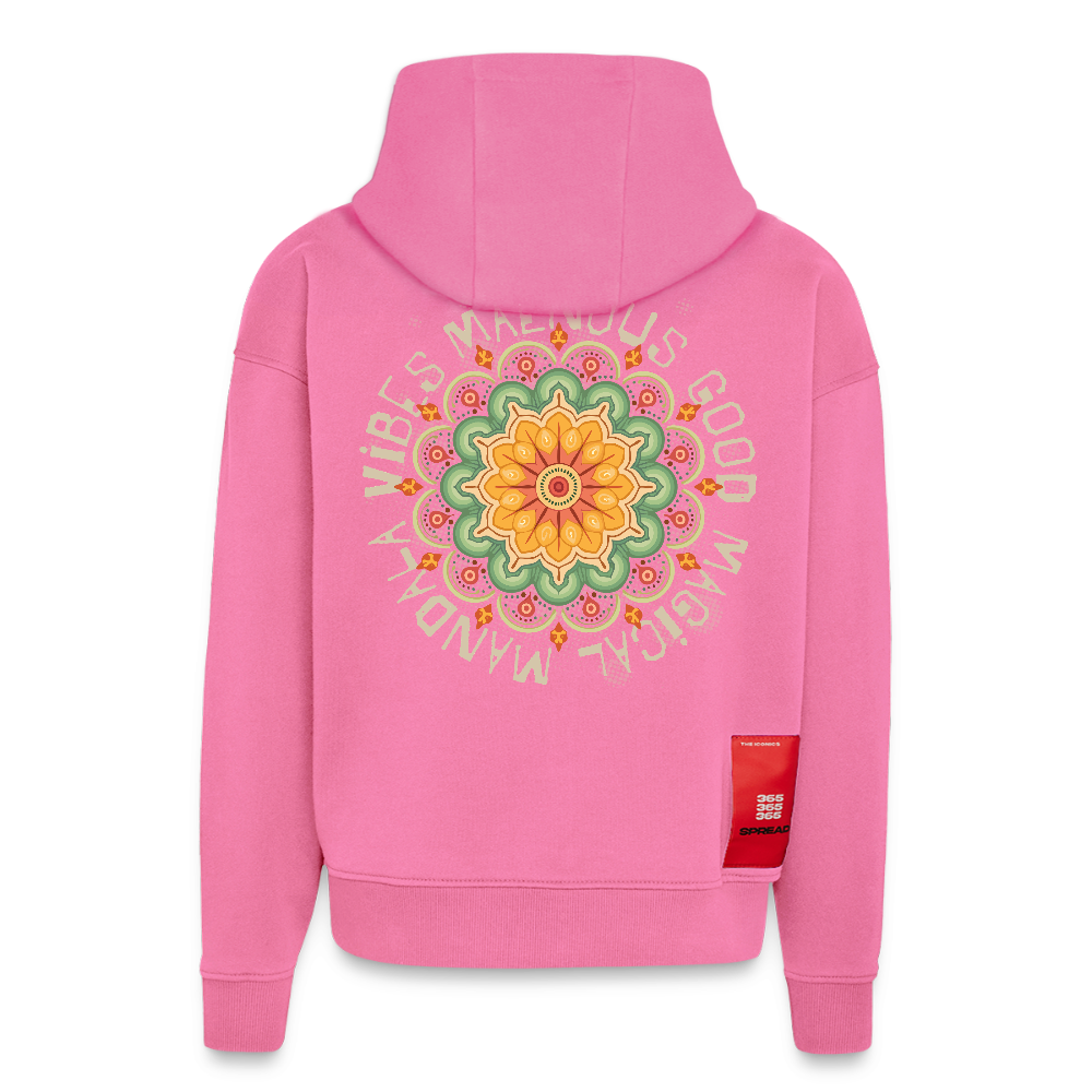 Heavyweight Oversized Organic Hoodie Made in EU mit Mandala Vibes Print - AURA PINK