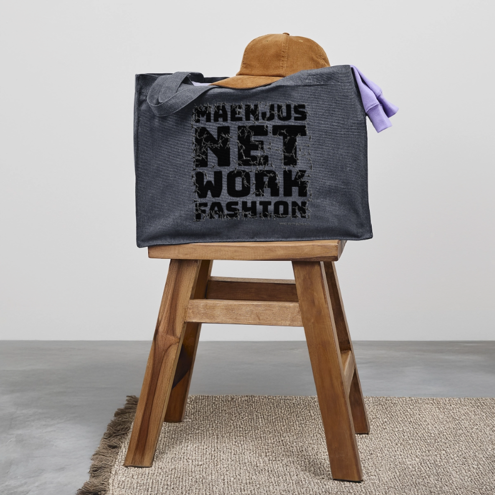 Recycelter Shopping Bag mit MAENJUS NETWORK FASHION PRINT - midnight Blue