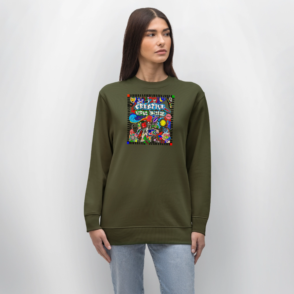 Unisex Bio-Sweatshirt mit CREATIVE VIRUS INSIDE PRINT - Khaki
