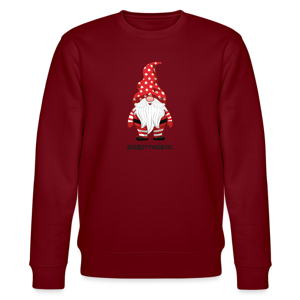 Unisex Bio-Sweatshirt mit SCHROTTWICHTEL PRINT - Burgunderrot