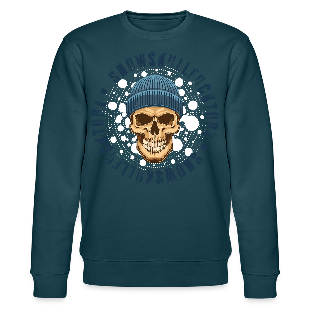 Unisex Bio-Sweatshirt mit SNOWSKULL PRINT - Dunkles Petrol