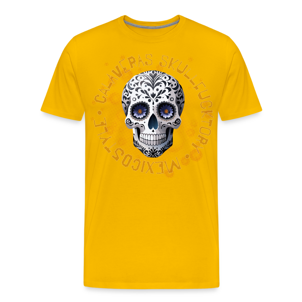 Männer Premium T-Shirt mit CALAVERAS SKULL PRINT - Sonnengelb