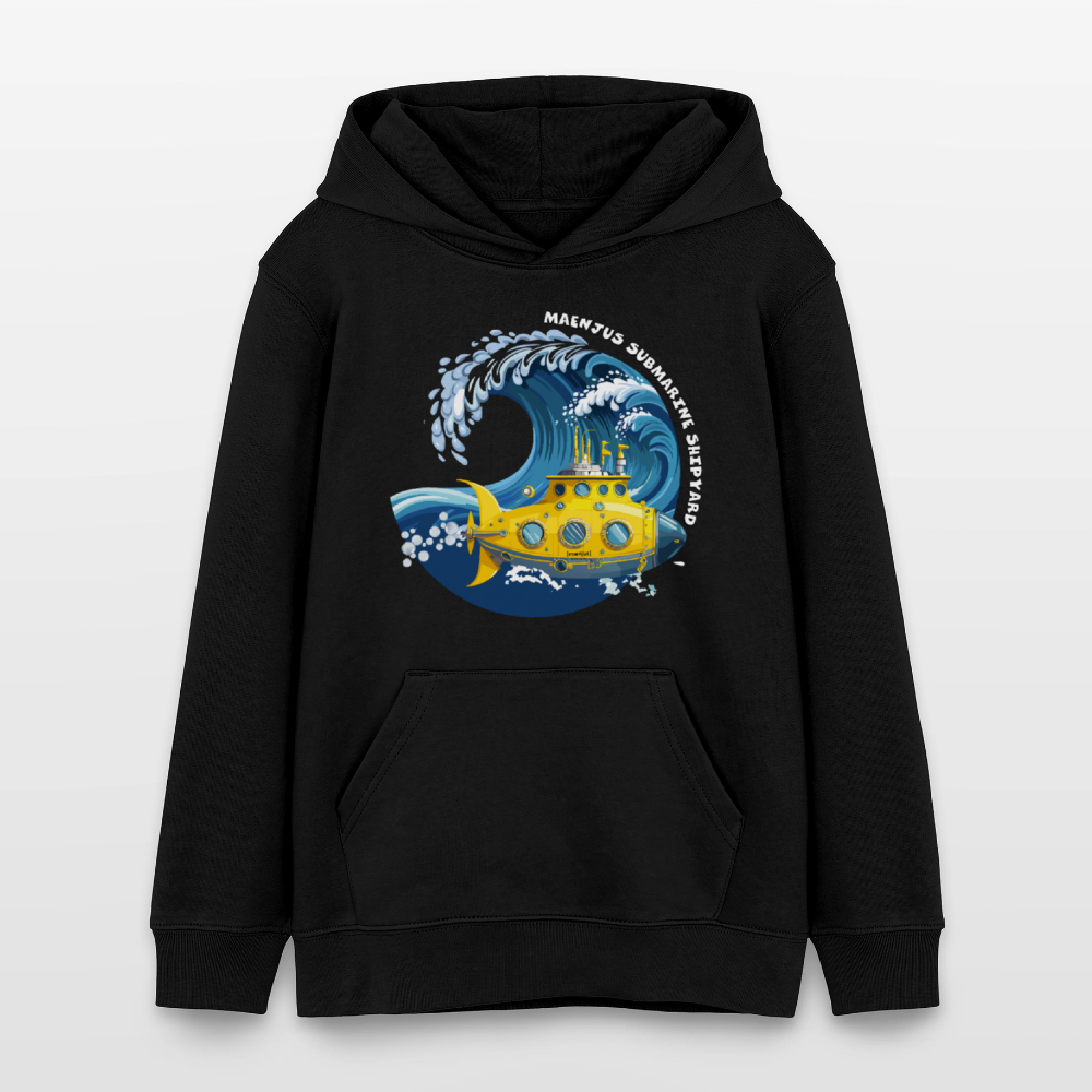 Teens Bio-Hoodie mit MAENJUS SUBMARINE SHIPYARD PRINT - Schwarz