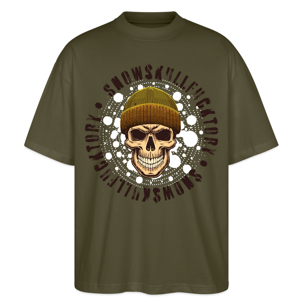 Oversized Unisex T-Shirt mit SNOWSKULL PRINT - Khaki