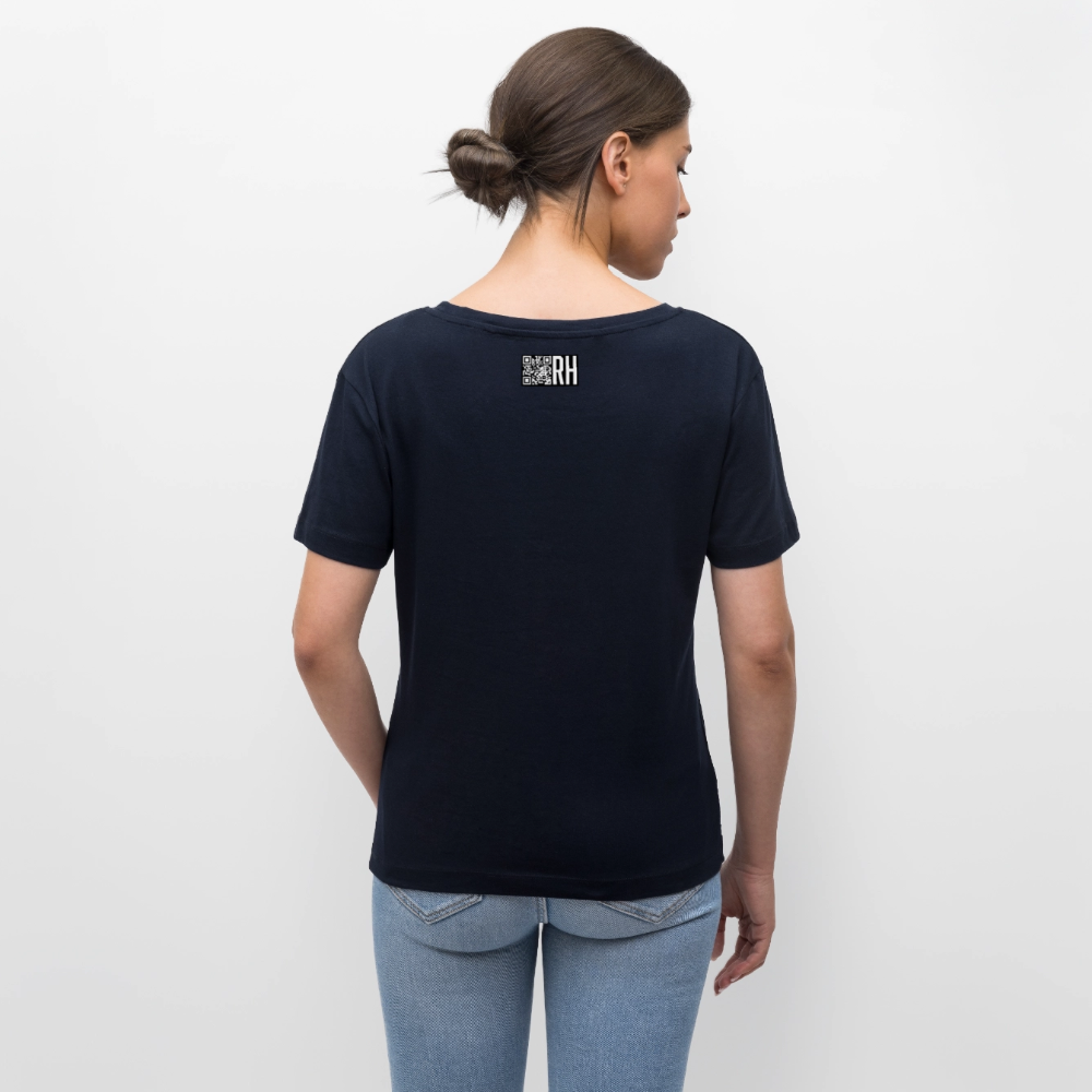 Relaxed Rundhals Frauen Bio-T-Shirt mit CREATIVE VIRUS INSIDE PRINT - Navy