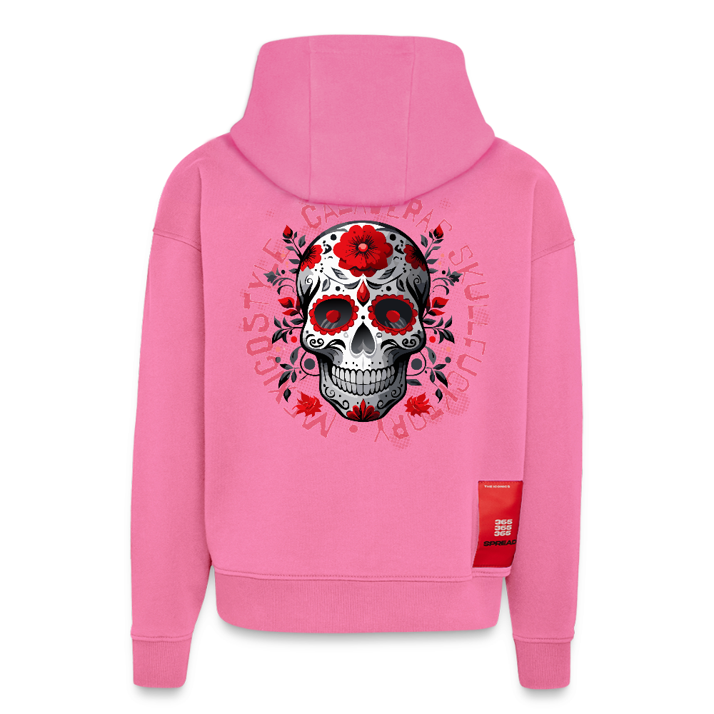 Heavyweight Oversized Organic Hoodie mit CALAVERAS SKULL PRINT - AURA PINK