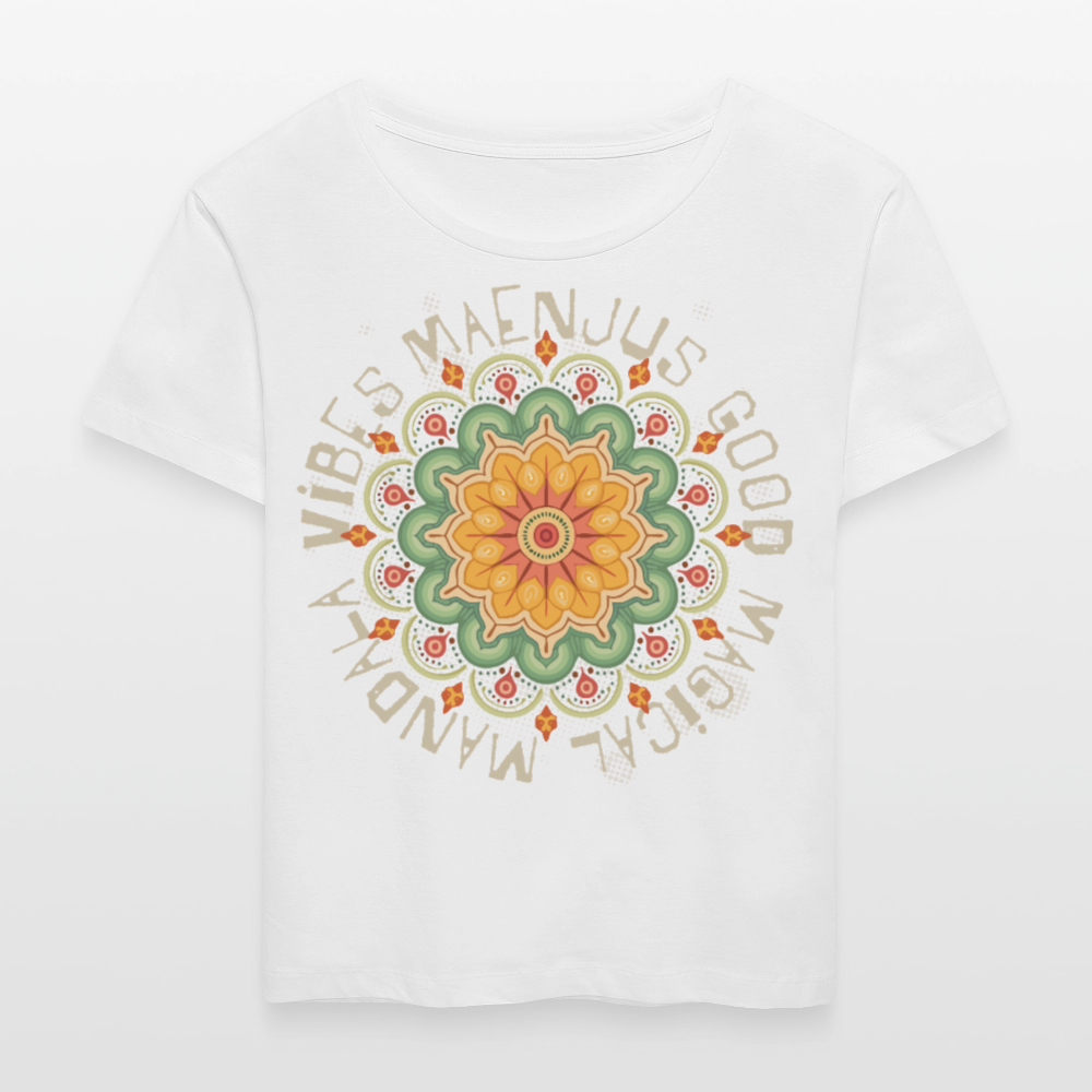 Rundhals Frauen Bio-T-Shirt mit Mandala Vibes PRINT - Weiß