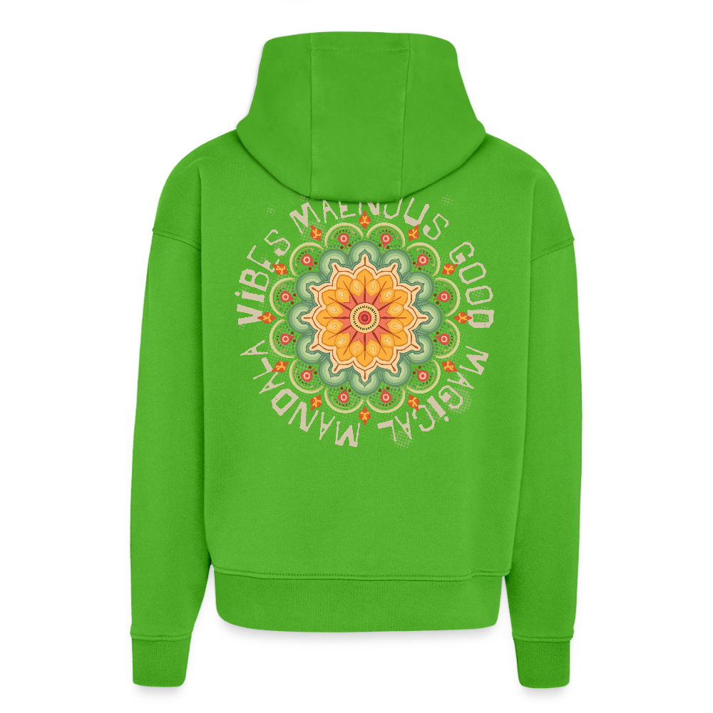 Heavyweight Oversized Organic Hoodie Made in EU mit Mandala Vibes Print - Apple Neon