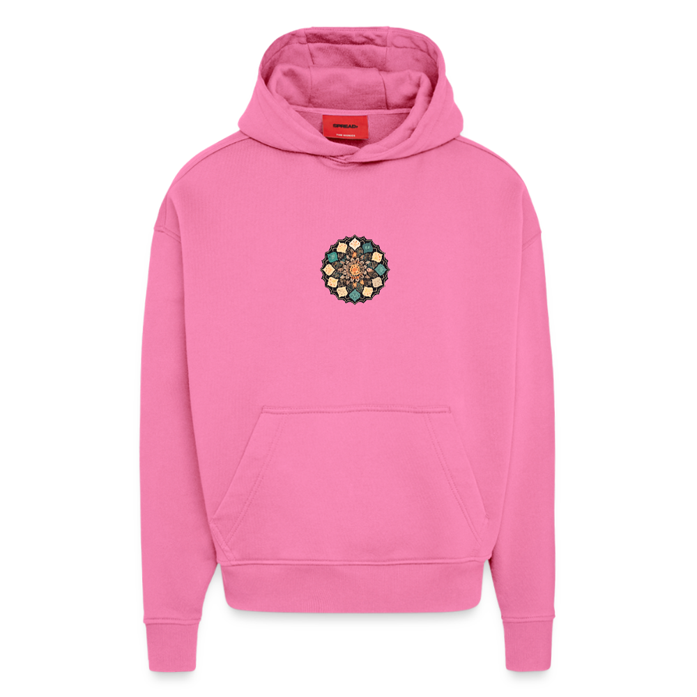 Heavyweight Oversized Organic Hoodie Made in EU mit Mandala Vibes Print - AURA PINK