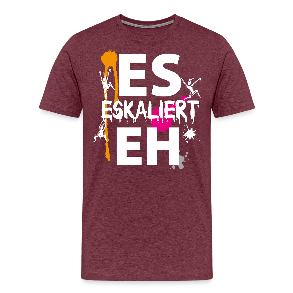 Männer Premium T-Shirt mit ES ESKALIERT EH PRINT - Bordeauxrot meliert