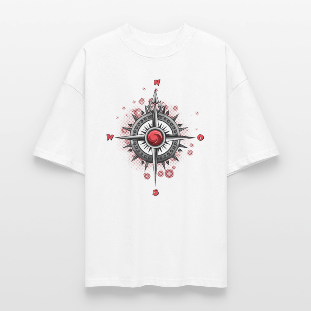 Oversized Unisex T-Shirt mit WINDROSE PRINT - Weiß