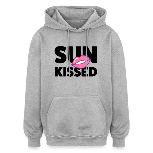 Oversized Unisex Hoodie mit SUN KISSED PRINT - Grau meliert