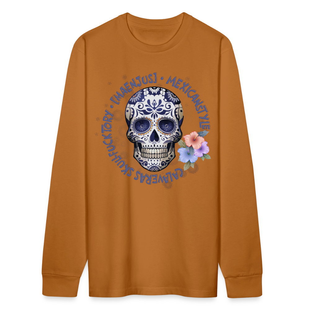 Unisex Bio-Langarmshirt mit MAENJUS CALAVERAS MEXICANSTYLE PRINT - Herbstorange