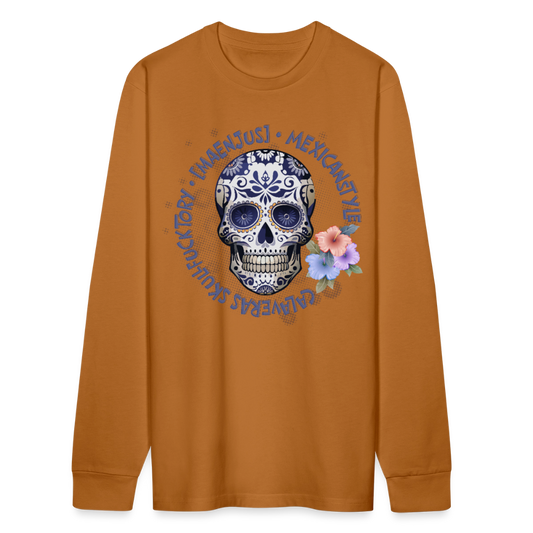 Unisex Bio-Langarmshirt mit MAENJUS CALAVERAS MEXICANSTYLE PRINT - Herbstorange