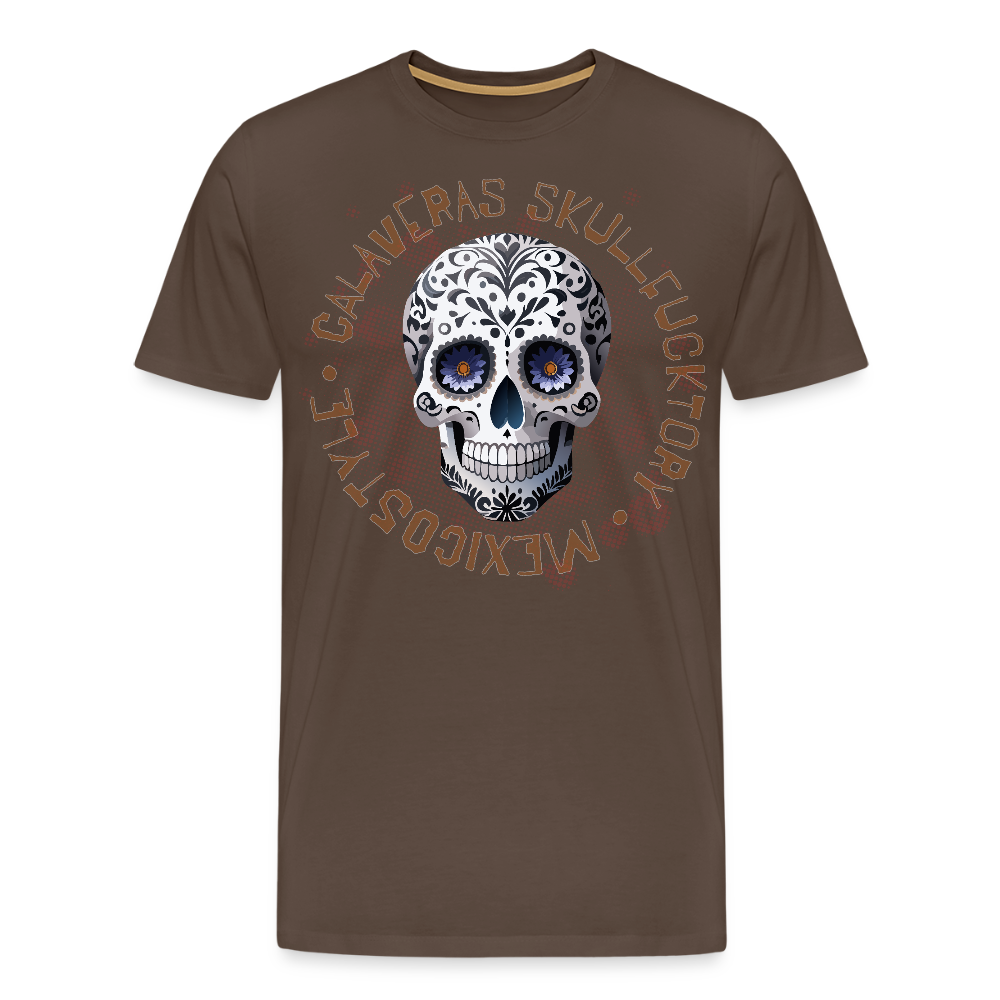 Männer Premium T-Shirt mit CALAVERAS SKULL PRINT - Edelbraun