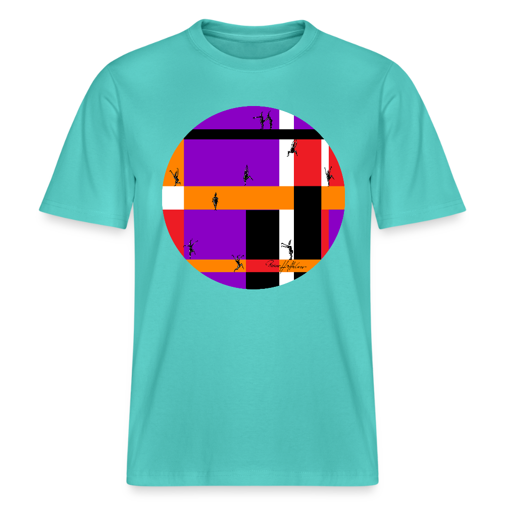 Relaxed Fit Unisex Bio-T-Shirt mit DYNAMIC FIELDS PRINT - Poolblau