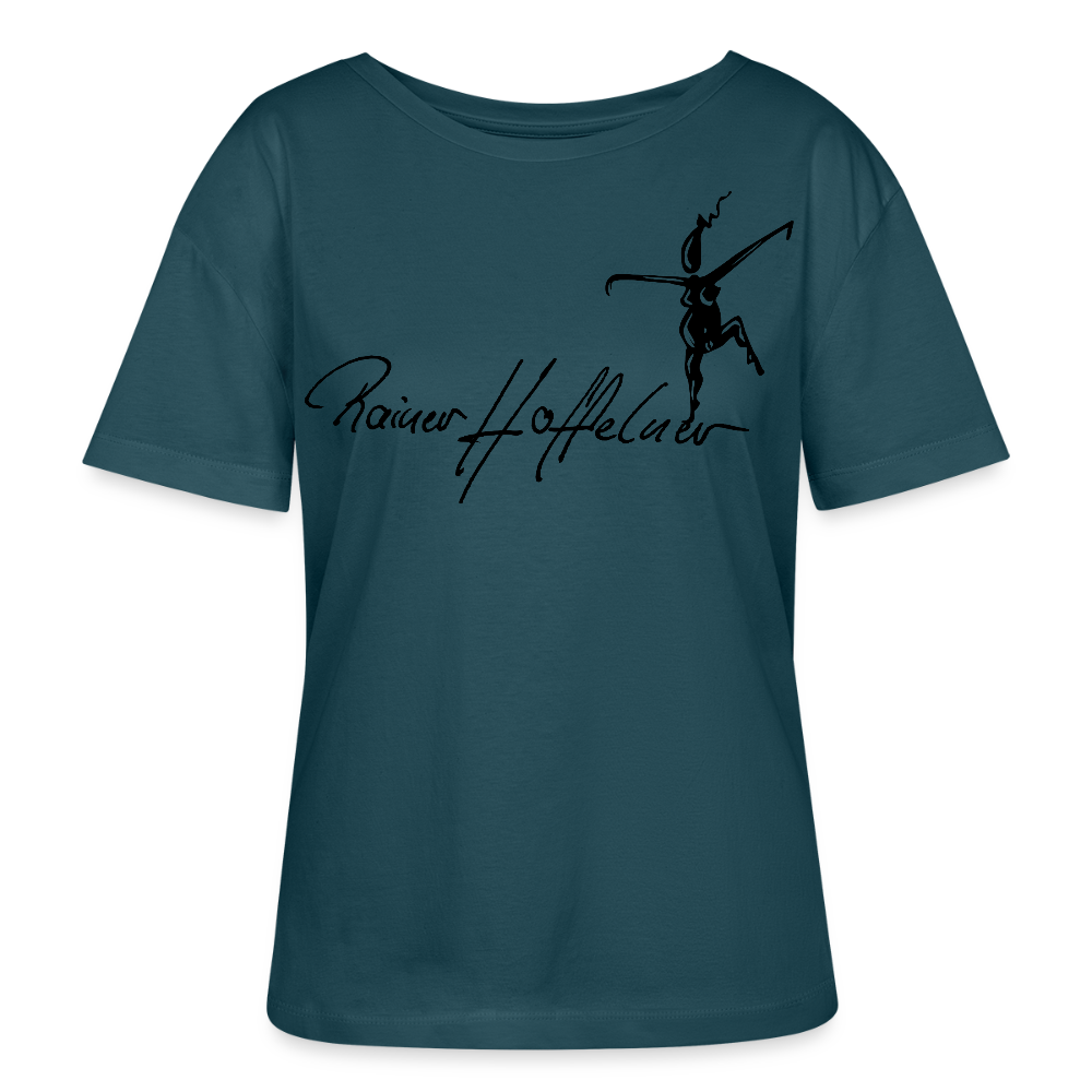 Frauen T-Shirt mit TUSCHEWEIBCHEN PRINT - Dunkles Petrol