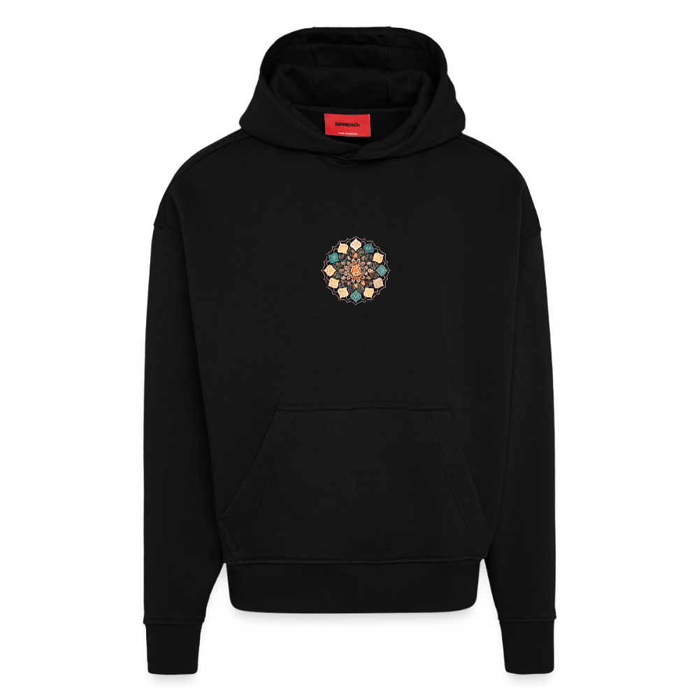 Heavyweight Oversized Organic Hoodie Made in EU mit Mandala Vibes Print - SOLID BLACK