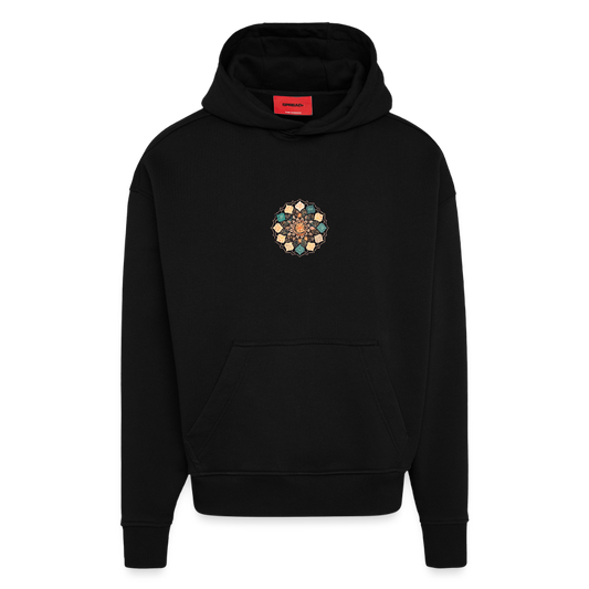 Heavyweight Oversized Organic Hoodie Made in EU mit Mandala Vibes Print - SOLID BLACK