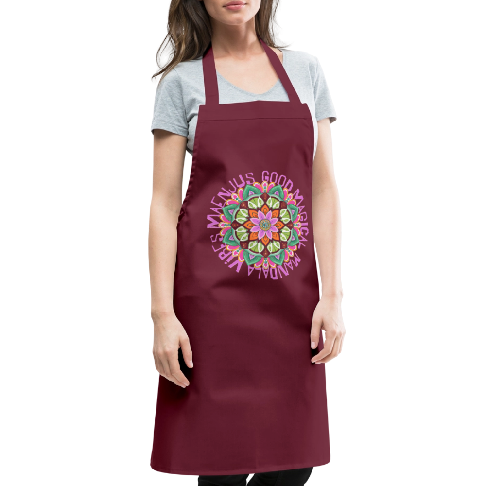 Kochschürze mit Mandala Vibes Motiv V - Bordeaux