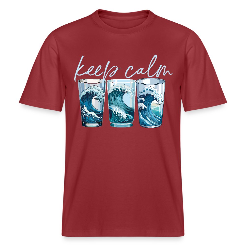Unisex Bio-T-Shirt mit KEEP CALM PRINT - Erdrot