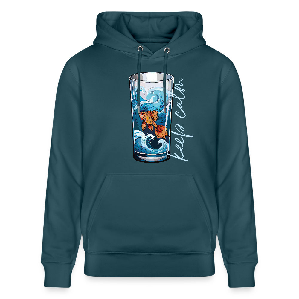 Unisex Bio-Hoodie mit KEEP CALM PRINT - Dunkles Petrol