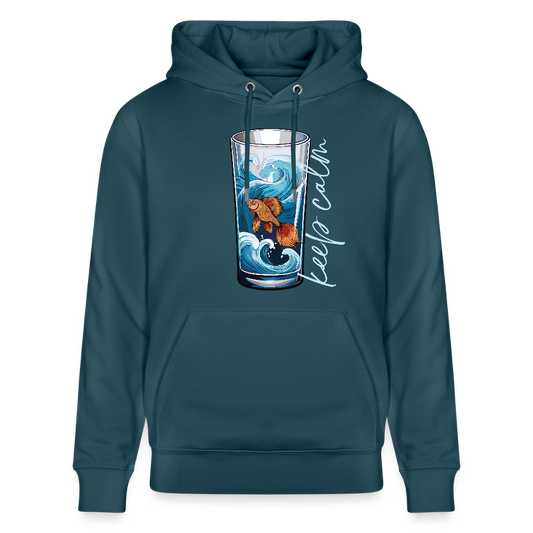 Unisex Bio-Hoodie mit KEEP CALM PRINT - Dunkles Petrol