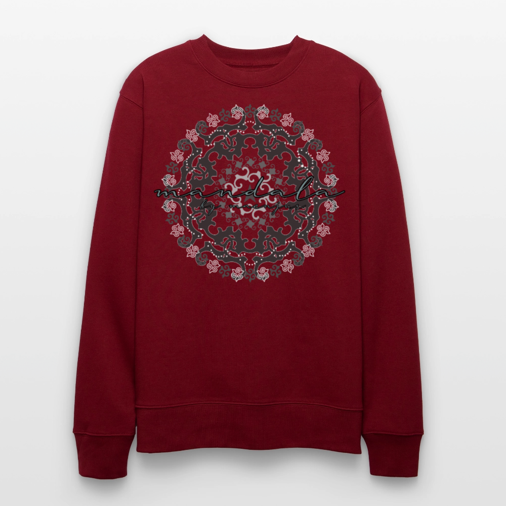 Unisex Bio-Sweatshirt mit BLACK MANDALA PRINT - Burgunderrot