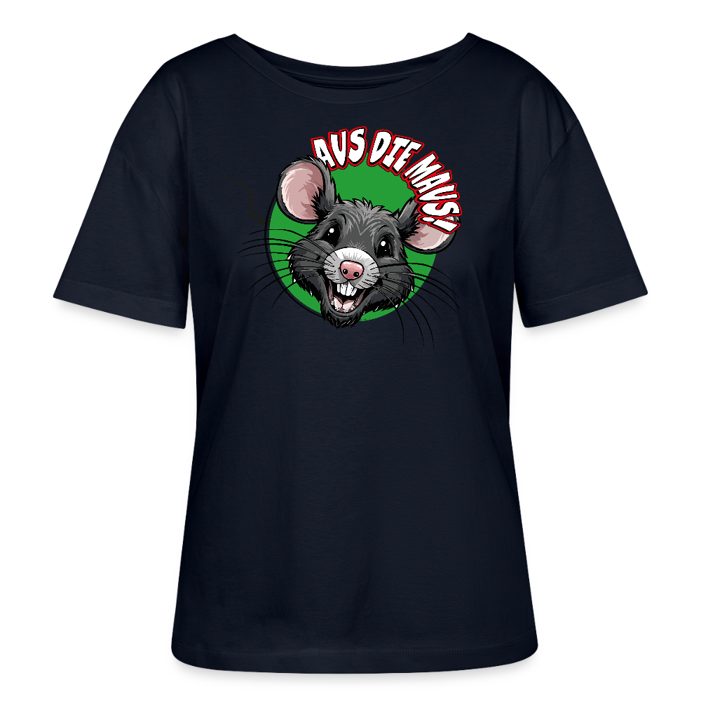 Frauen T-Shirt mit AUS DIE MAUS PRINT - Navy