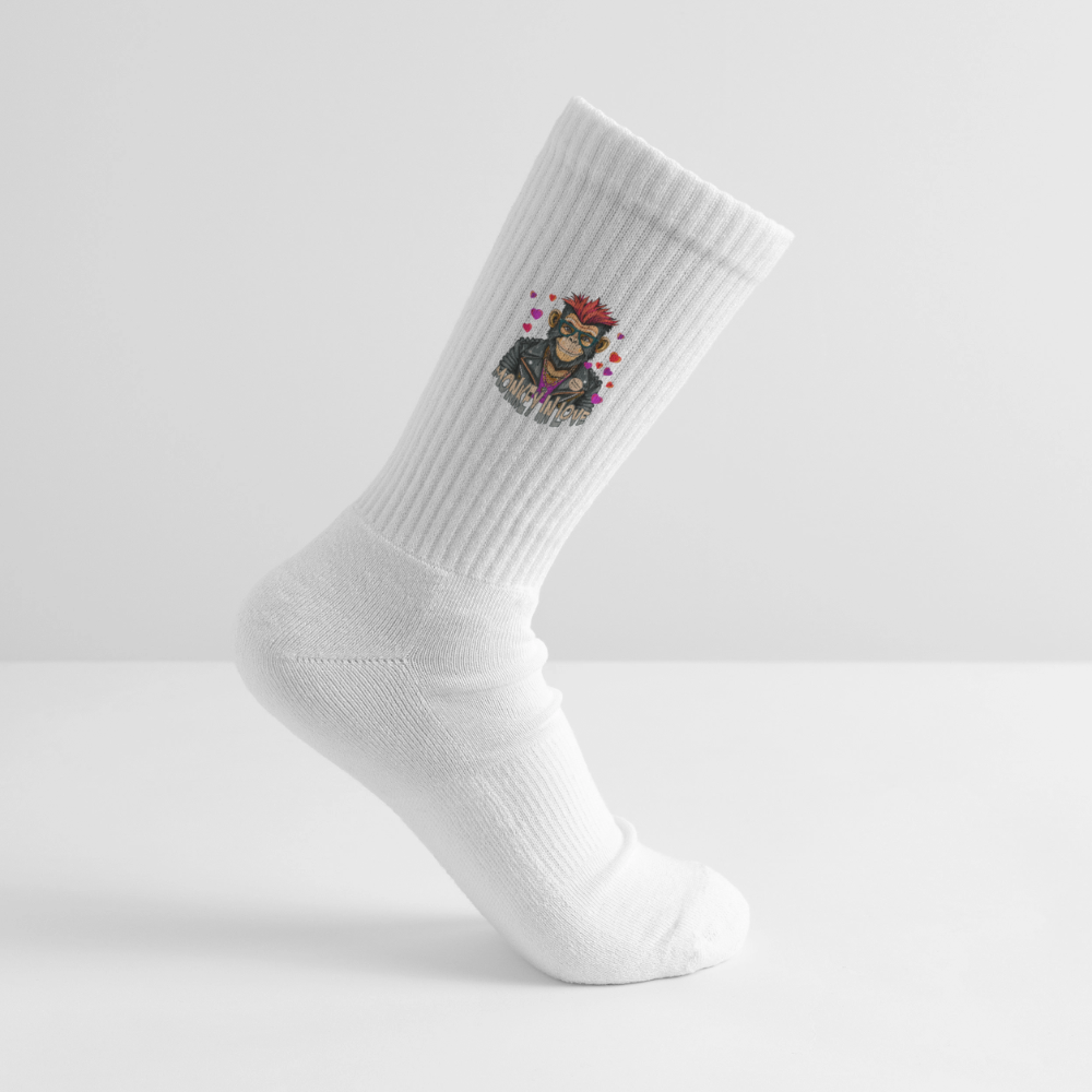 Tennissocken mit MONKEY IN LOVE Print - Weiß